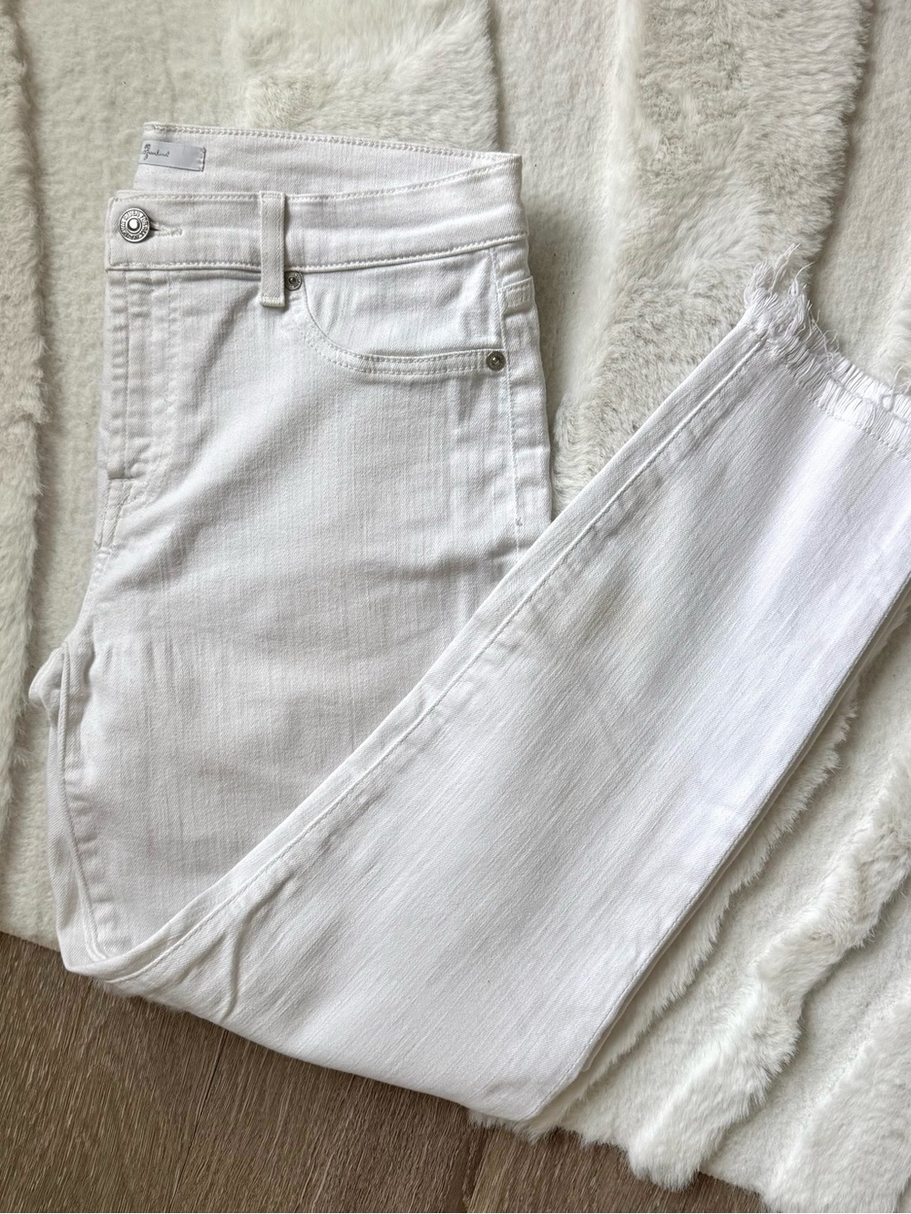 7 For All Mankind Luxe Vintage White Skinny Ankle Jeans Size 31